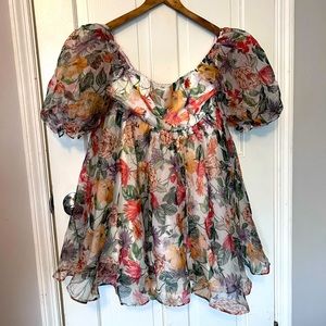 Poofy Multicolor Floral Boho Mini Dress